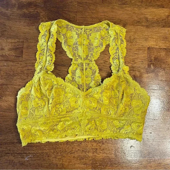 Other - Gold mustard lace bralette size Medium/Large unpadded